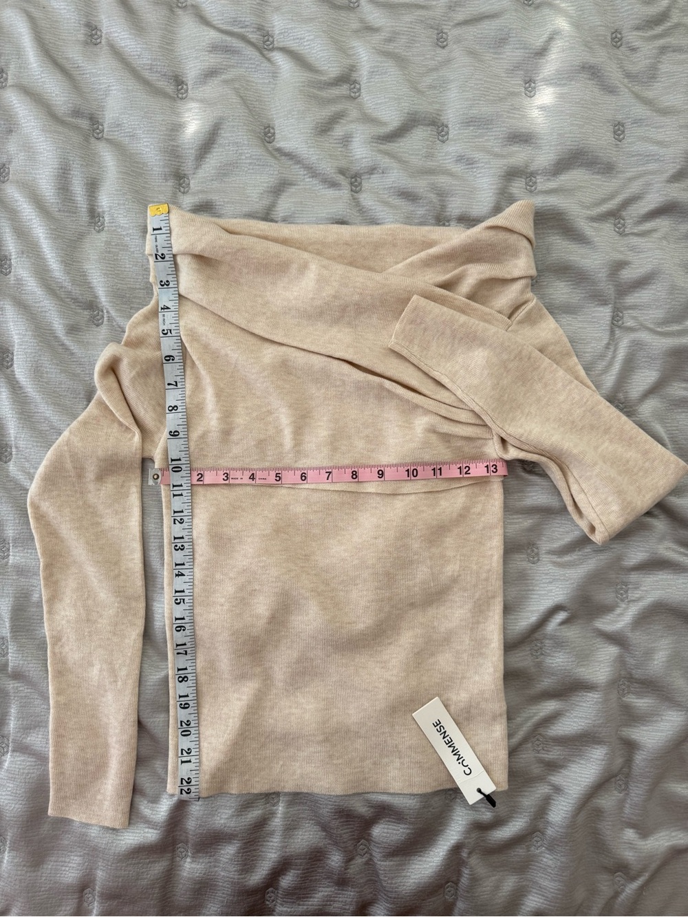 Commense Off Shoulder Wrap Long Sleeve Knit Top Size M Apricot - Picture 4 of 8